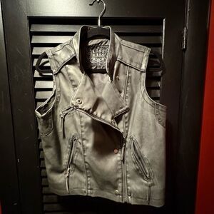 Faux leather vest